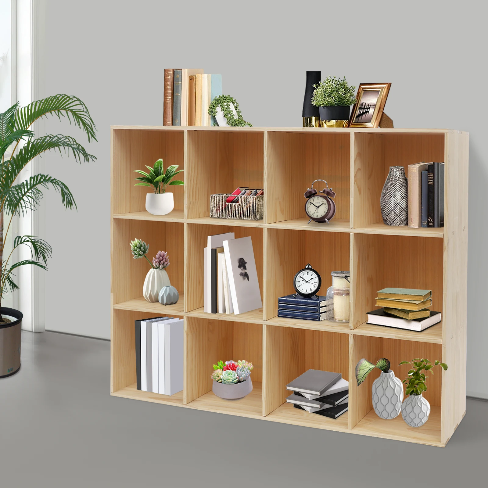 12-Cube Storage Shelf Bookcase - Bookcase Wood Shelf recension och pris