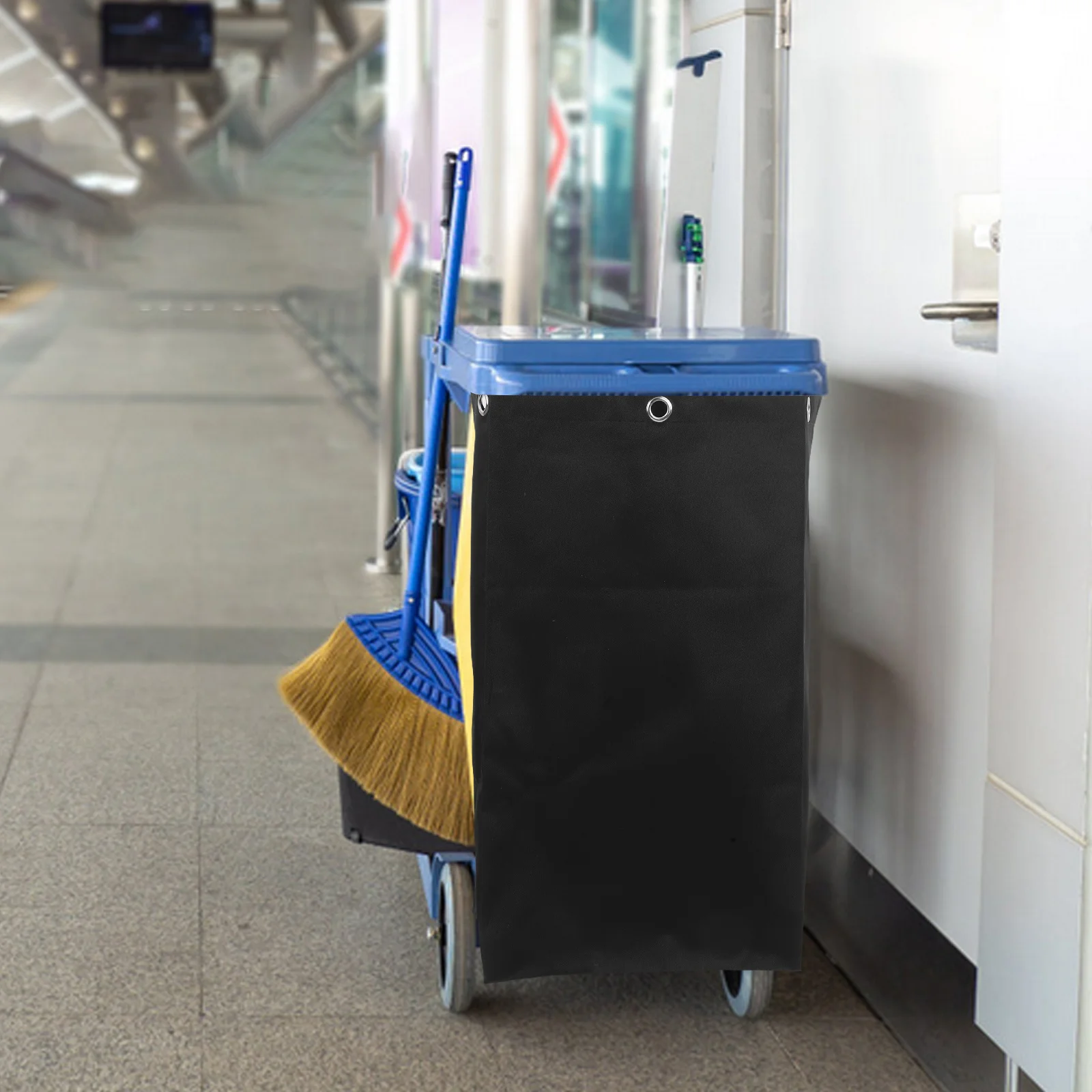 

Janitorial Cart Bag Replacement Heavy Duty Lightweight Oxford Cloth High Capacity Side Pouch for Cleaning Supplies Linens Trash