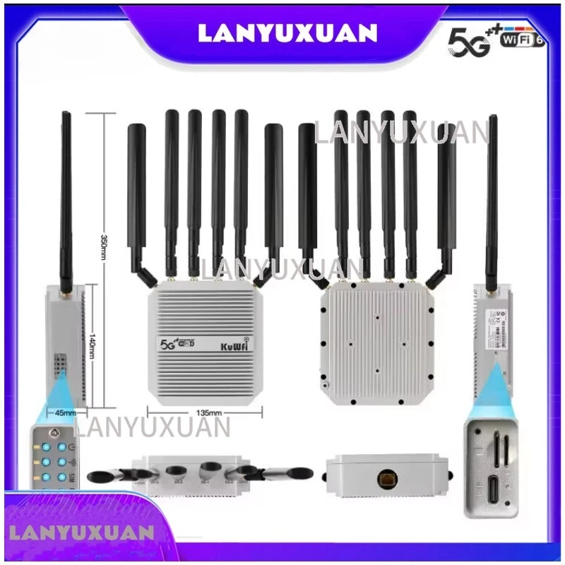 2026  Sdx75 5G Modem KuWFi  Gigabit Dual Band 3000Mbps NSA/SA 360 Wifi Enrutador Outdoor 5g Wifi Cpe Router with 2  Card