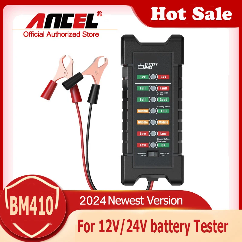 ANCEL BM410 Car Battery Tester 12V 24V Digital Battery Tester Cranking Charging Circut Test Car Battery Analyzer Alternator