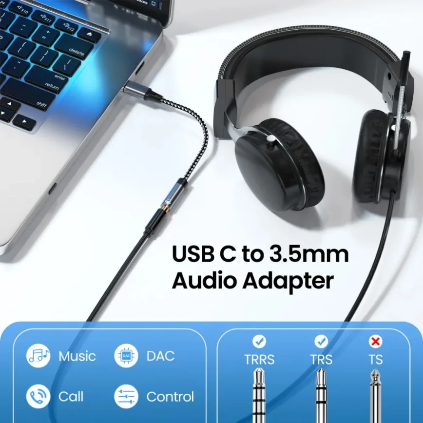 Type-C & USB to Aux Audio Cable Type C & USB to 3.5mm Female Headphone Jack Adapter for Laptop iPad MacBook Headphones Speakers view 4