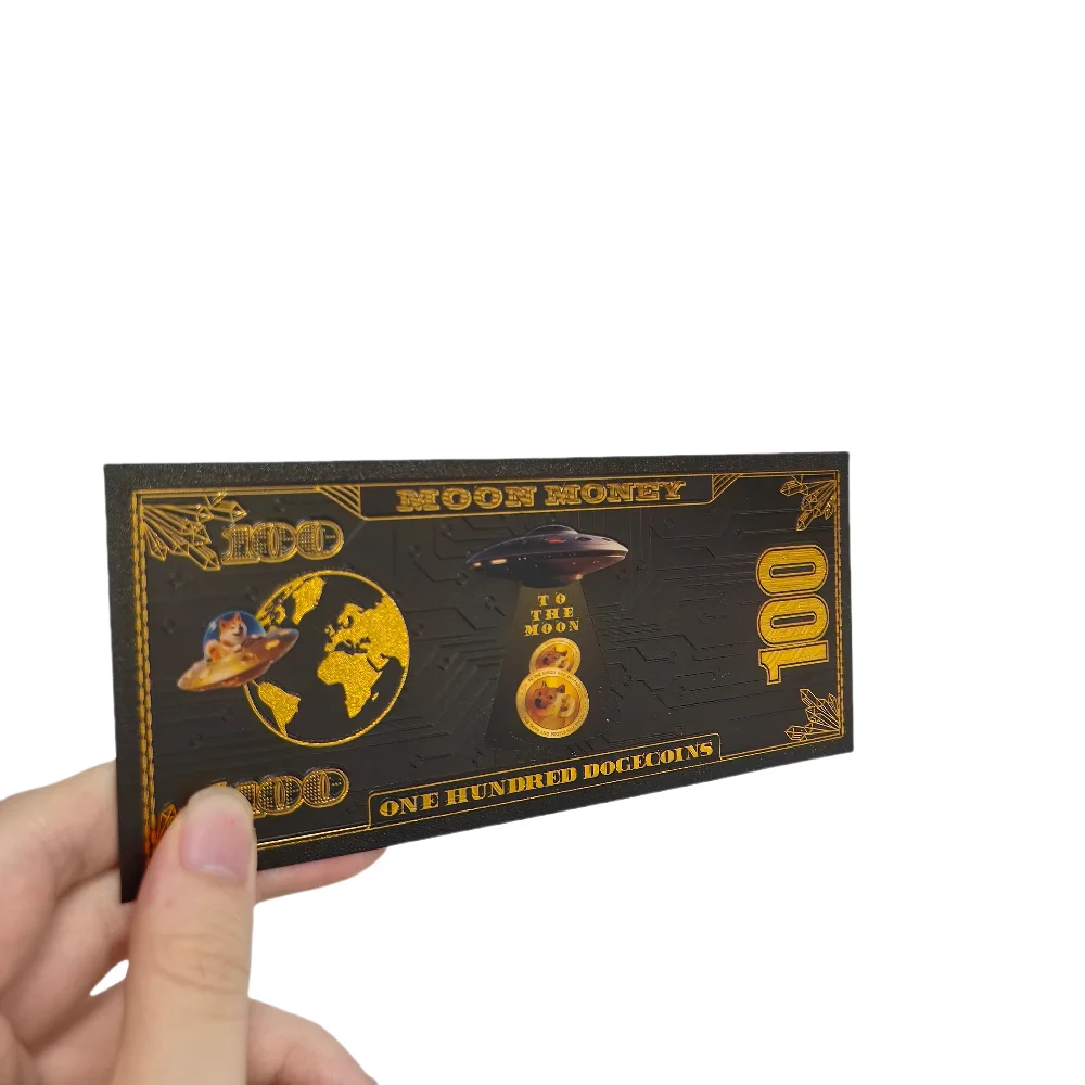 جميلة سوداء مائة Dogecoins القمر المال إلى القمر الأوراق النقدية المشفرة #3
