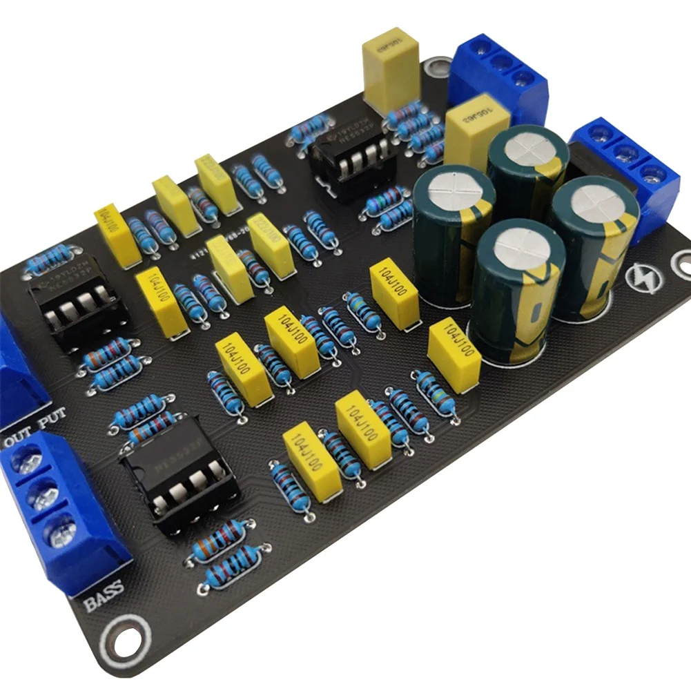 2ชิ้นตัวกรองครอสโอเวอร์แบบแอคทีฟ2ทางตัวแบ่งความถี่ลำโพงวิทยุเบสเสียงแหลมพร้อมชิป NE5532ล่วงหน้าสำหรับเปลี่ยนเสียง