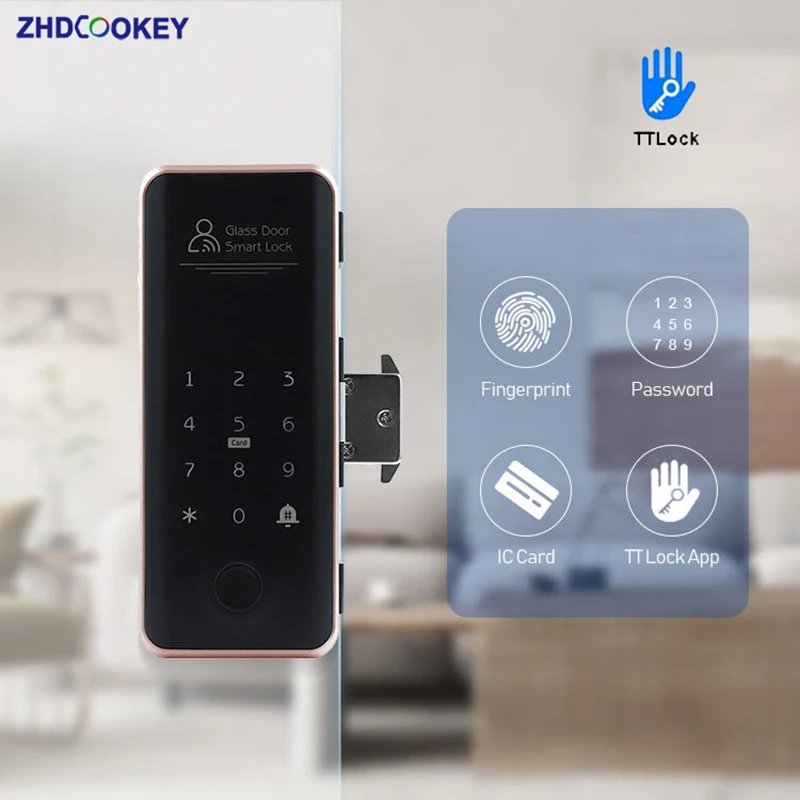 

Smart Sliding Glass Door Lock TTlock APP Remote Biometric Fingerprint Password Code Card Electronic Lock for Single Double doors