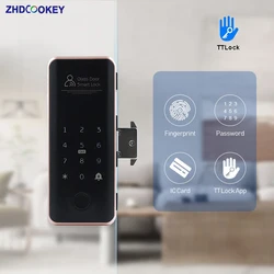 Smart Sliding Glass Door Lock TTlock APP Remote Biometric Fingerprint Password Code Card Electronic Lock for Single Double doors