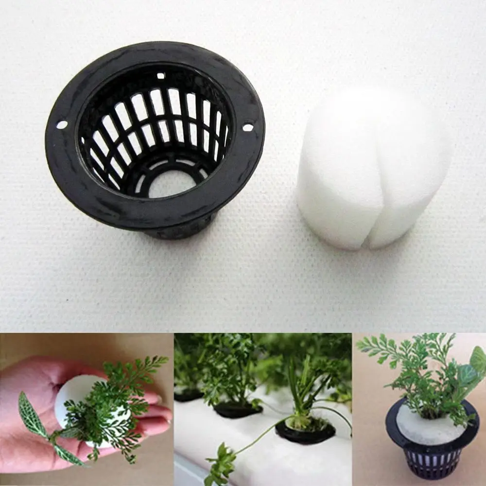 10Pcs Mesh Pot Net Cup Basket Hydroponic System Garden Plant Grow Vegetable Cloning Foam Insert Seed Germinate Nursery Pots