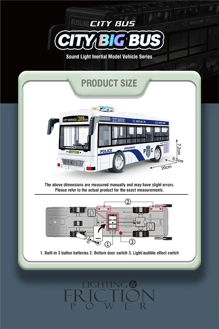 어린이용 시뮬레이션 버스 모델, 문 열림, 빛과 소리 효과, 관성 차량, 관광 버스, 어린이 크리스마스 장난감
