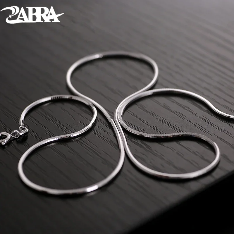 ZABRA Silver Choker Necklace For Men Women 1.5mm 45/50cm Long Steampunk 925 Sterling Silver Snake Style Biker Jewelry Chain