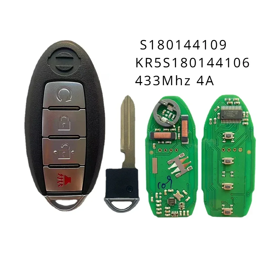 for  Nissan Rogue Sport 2017 2018 2019 S180144109 KR5S180144106 Remote Car Key 433Mhz 4A