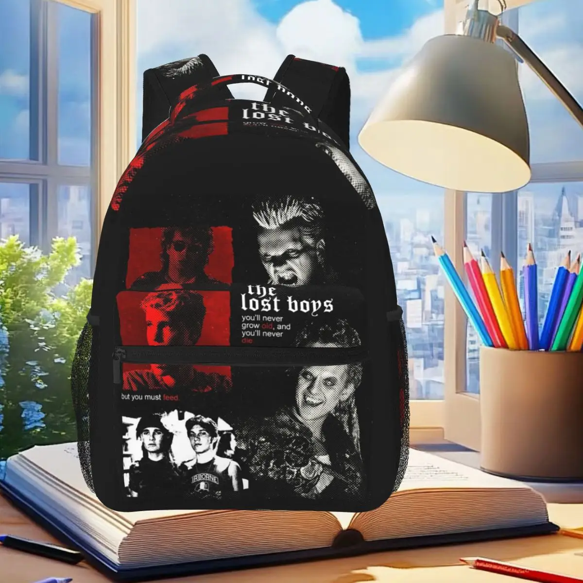 Vintage The Lost Boys Vampire Horror Movie Backpack Student Boys Girls BookBag School Bag Computer Shoulder Bags for Men Women