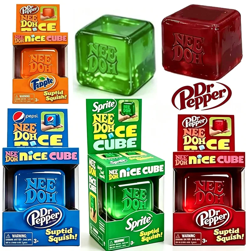 NeeDoh Nice Cube Super Squeeze Sensorisches Fidget-Spielzeug, Durchscheinender Roter Stressabbau-Würfel für Kinder & Erwachsene zur Angstlinderung