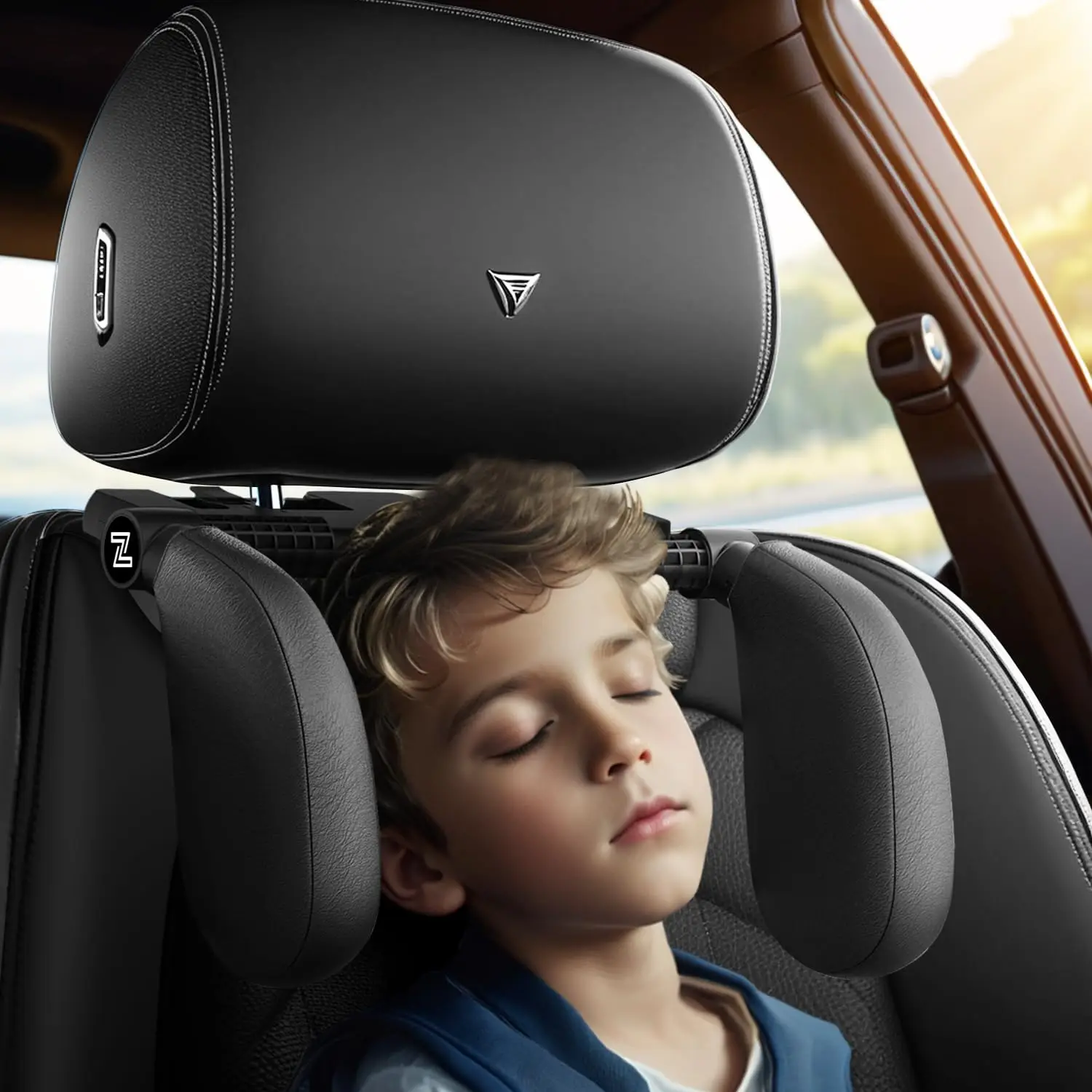 Auto Cervical Pillow Ergonomic 360° Adjustable Memory Foam & Side Pads One-Click Sleep Headrest for BMW Benz Car Travel
