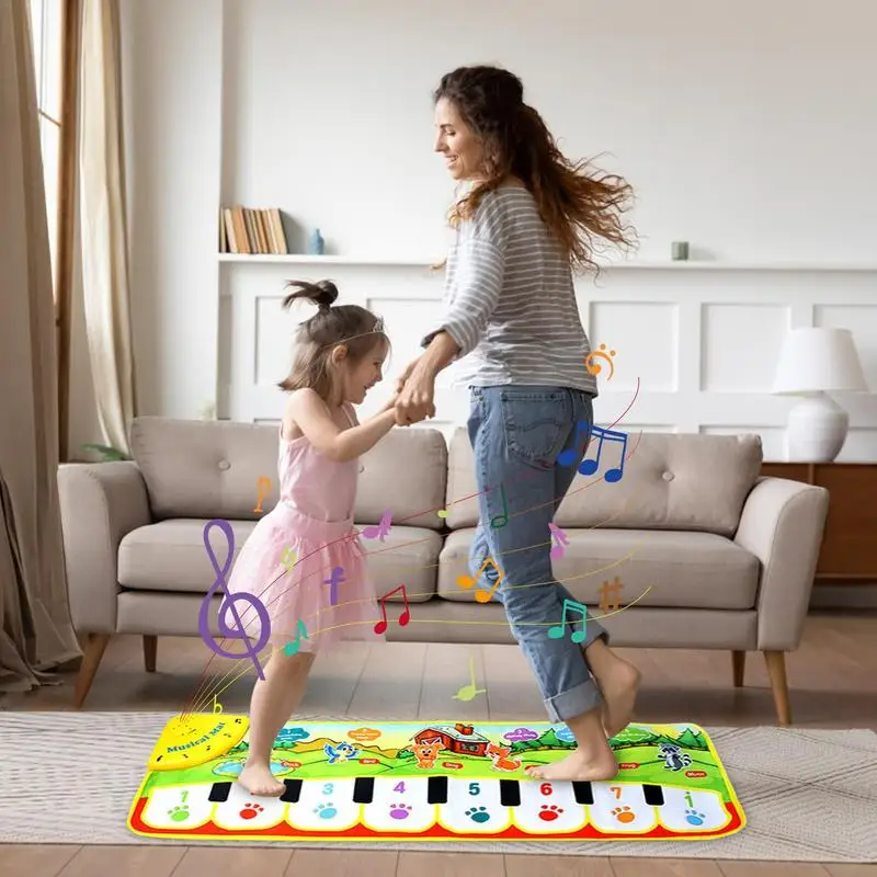 Music Play Mat 5 Modes Musical Piano Mat For Kids Foldable Floor Keyboard Dance Mat Portable Soft Battery Powered Music Mat