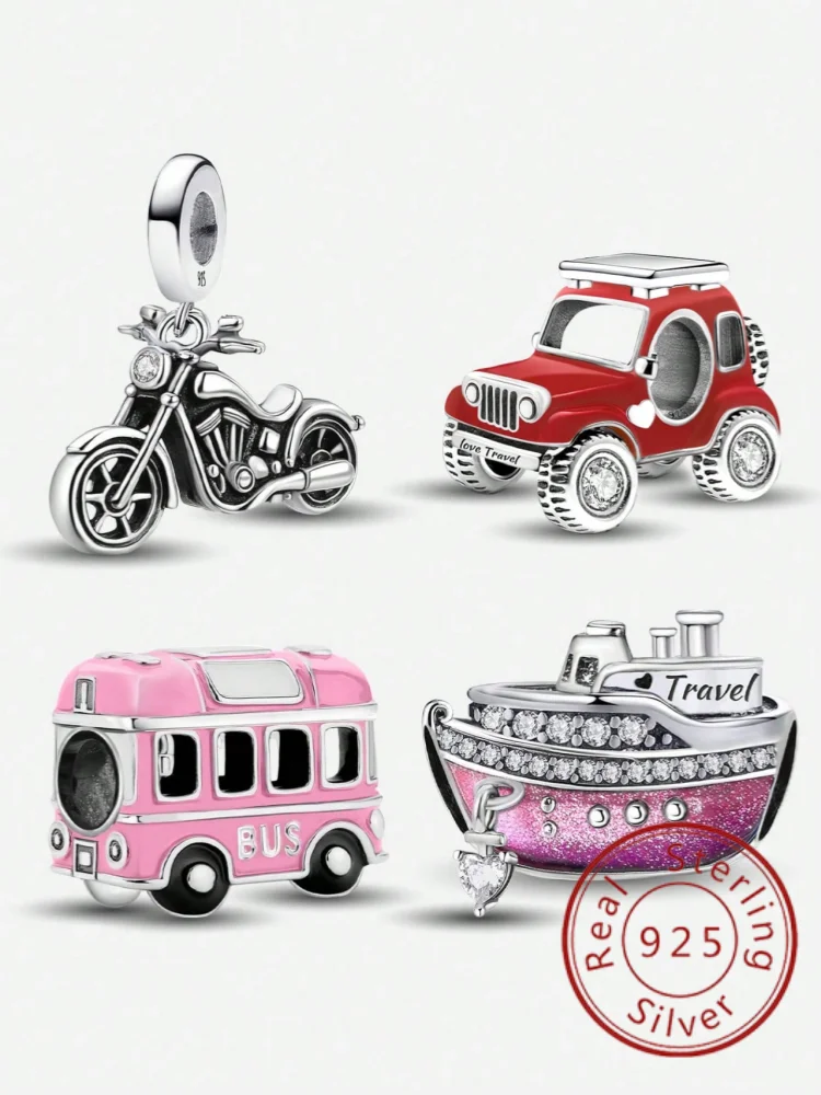 

925 Silver Plated Motorcycles Ships Bicycles Cute Charm Bead Fit DIY Making Bracelet Necklace Gift High Quality Fashion Beads