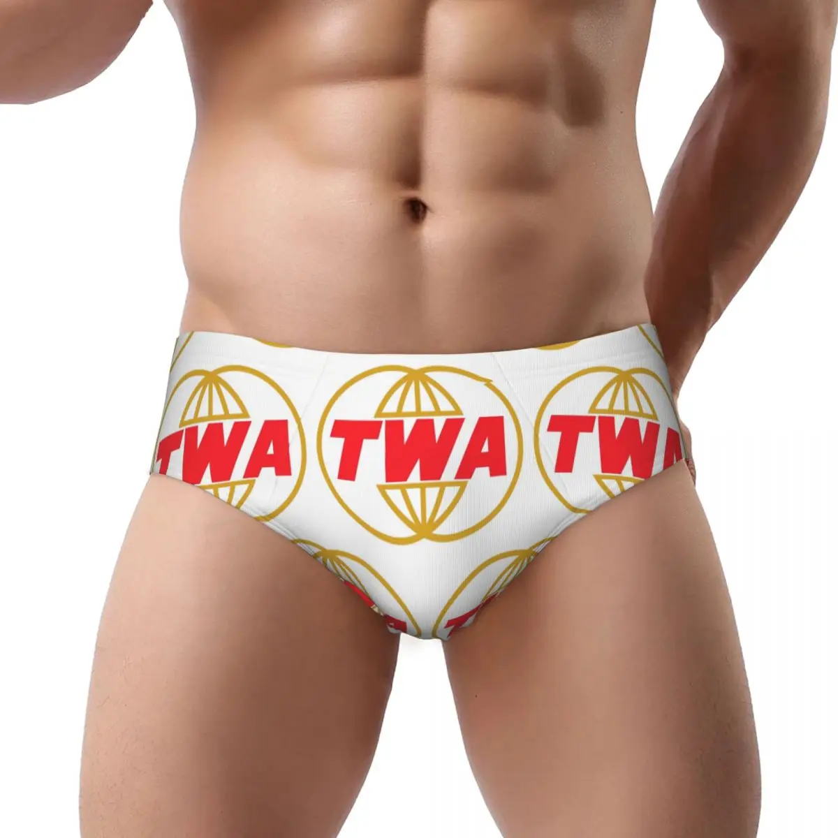 

TWA Airlines - Vintage Log Men Triangle Panties Ventilate Boxer Underpants Short Underwear for Homme Man Boyfriend Gift