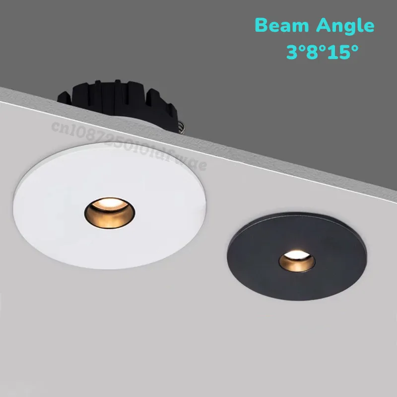 

LED Spotlights Recessed - Focused small beam Angle 3°8°15°COB Downlights Teahouse Atmosphere Wine Cabinet Museum lighting 3W5W7W