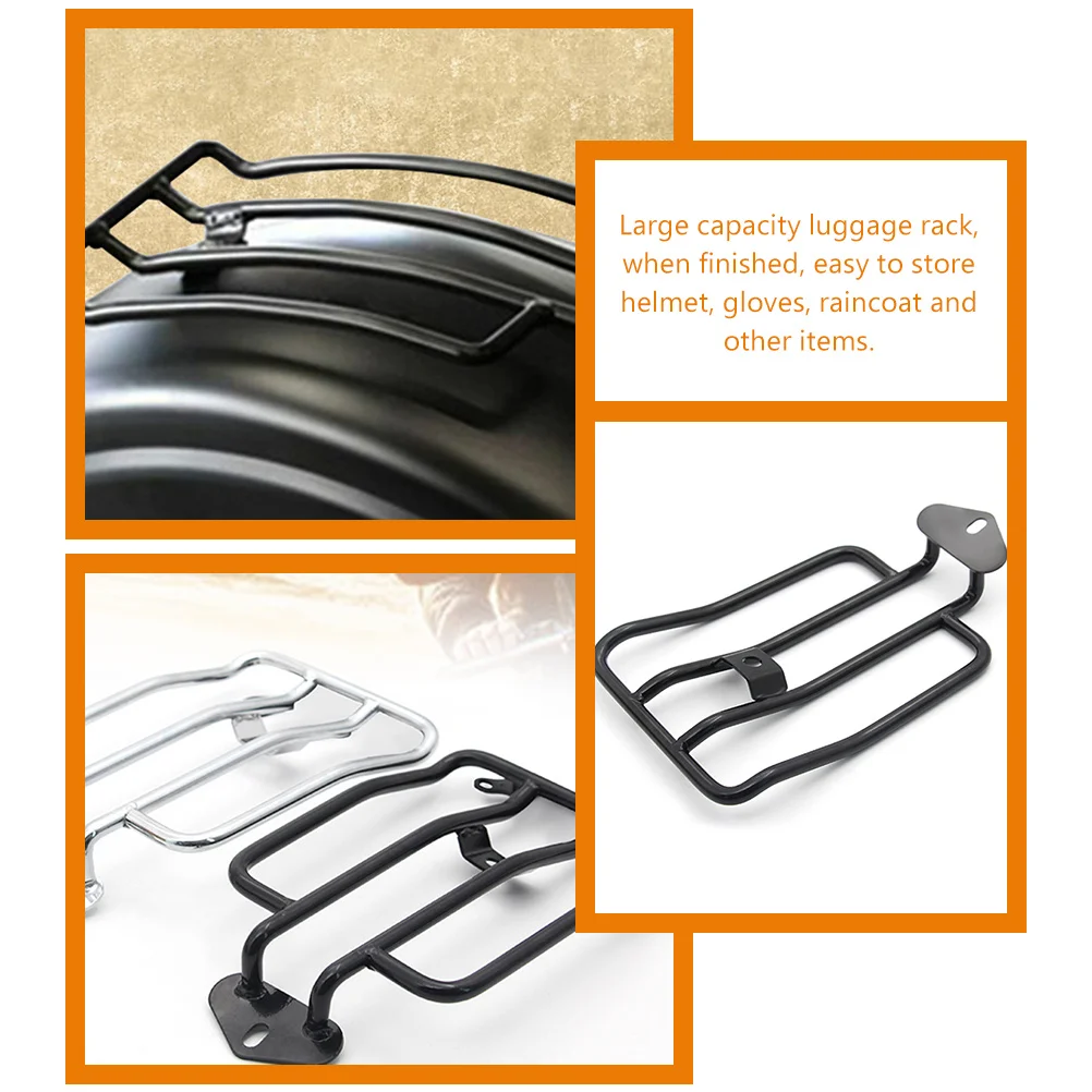 

Retro Motorcycle Luggage Rack Rear Carrier Metal Seat Bracket Universal Large Capacity Storage for Gloves