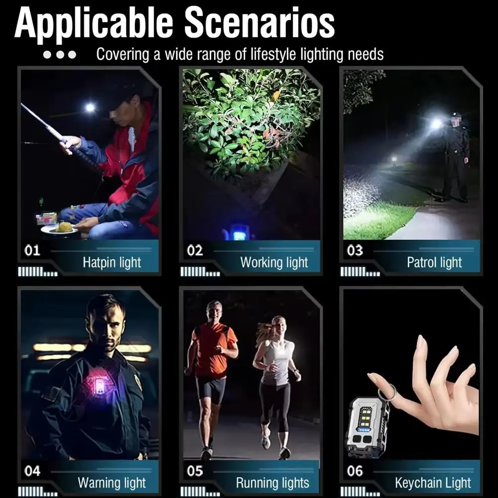 Mini Portable LED COB Flashlight Head Rotation Magnetic Torch Built-in Battery USB Rechargable Outdoor Camping Emergency Lantern