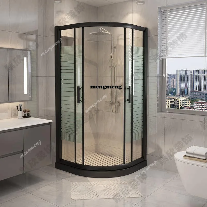 Simple shower room arc fan tempered glass door bath room bath room bathroom partition