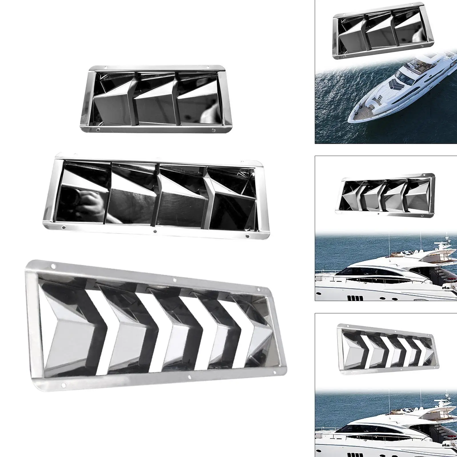 High Strength Stainless Steel Louvered Air Vent for Marine Boat Yacht RV Cabin Rectangle Vent Grille