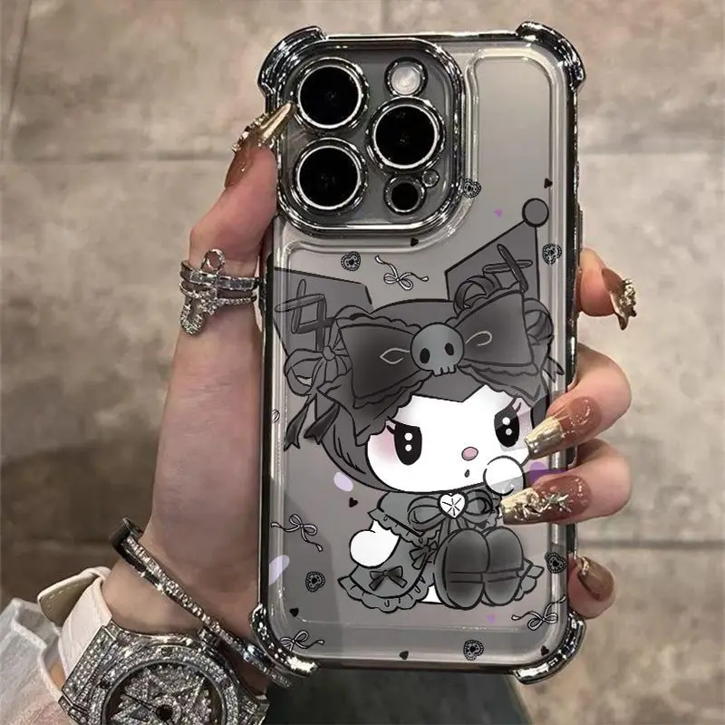 

Anime Peripheral Kuromi Airbag Mobile Phone Protective Case Suitable for Apple IPhone 17 ProMax 13 16 Pro 14 15 Plus Girls Gift