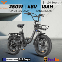 ENGWE L20 Boost Ebike 250W Motor 48V 13AH Removable Battery 20*4.0 Inch Fat Tire Electric Bicycle Adult City Road Electric Bike