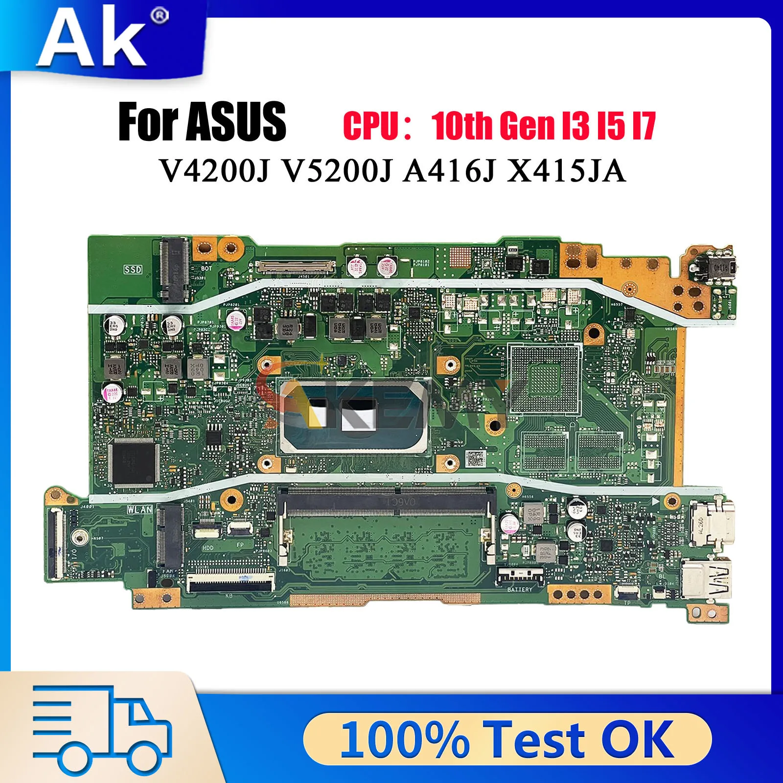 X415JA Laptop Motherboard For ASUS VivoBook X415JF V5200J X415J X415JA X415JAB X415JP A416J V4200J Mainboard With I3 I5 I7 CPU