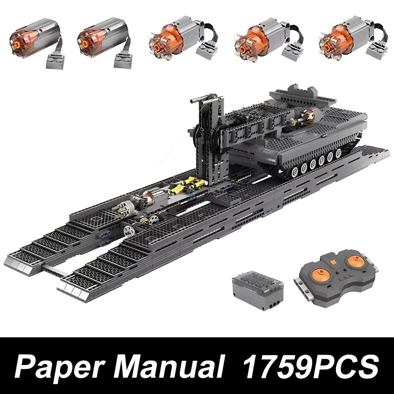 Mould King 20029 Technical Tank Building Block Remote Control Bridge Laying Vehicle Model Assembly Brick Toys Kid Christmas Gift