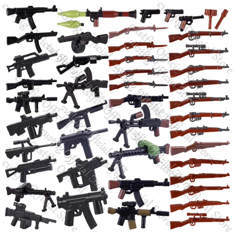 MOC WW2 Military Soldier Figures Arms Building Block Army Rifle Sniper Accessory 98K Grenade Pistol RPG Gun Bricks Boy Toys Gift