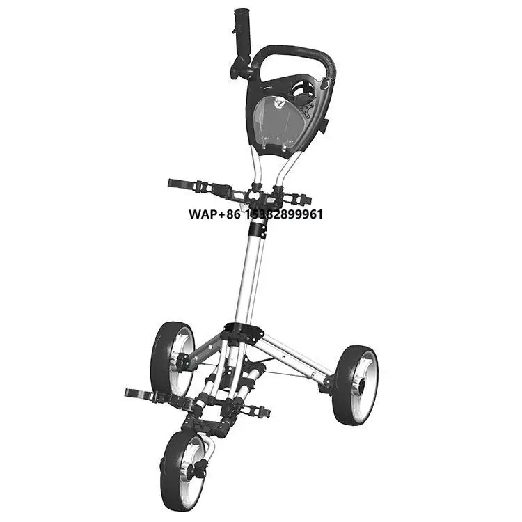 

High Quality 3-Wheel Foldable Golf Push Trolley Durable Aluminium Construction
