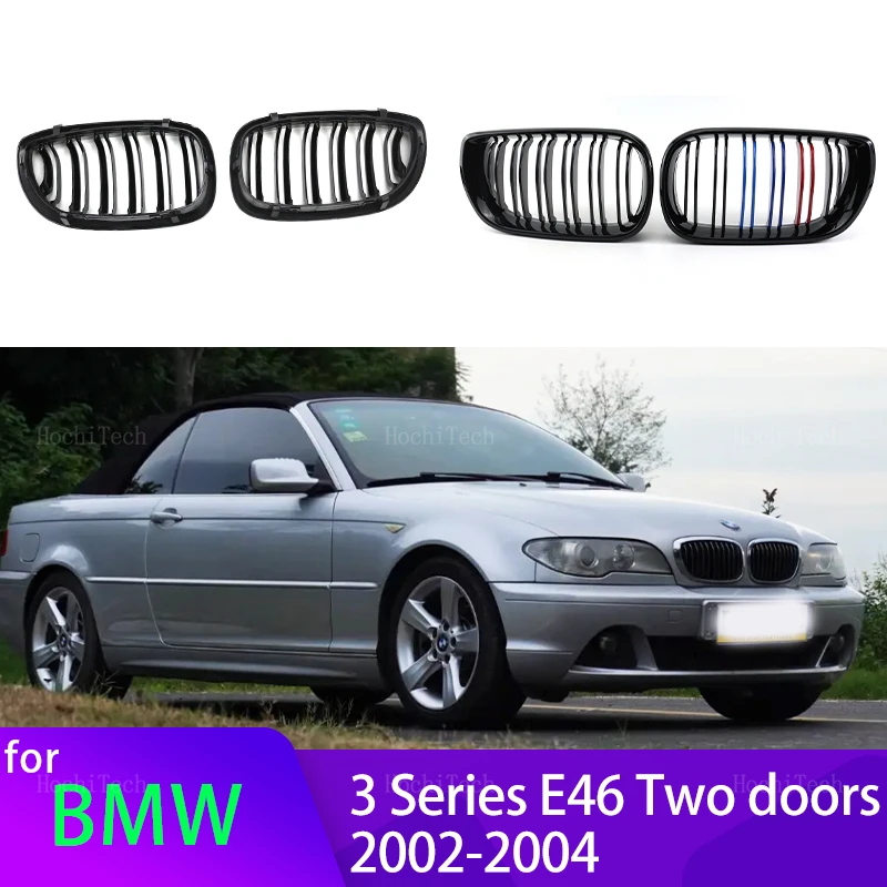 

Car Grille Grill Front Kidney Glossy 2 Line Double Slat For BMW 3 series E46 Coupe Cabrio LCI 2 Doors 03-06 Accessories