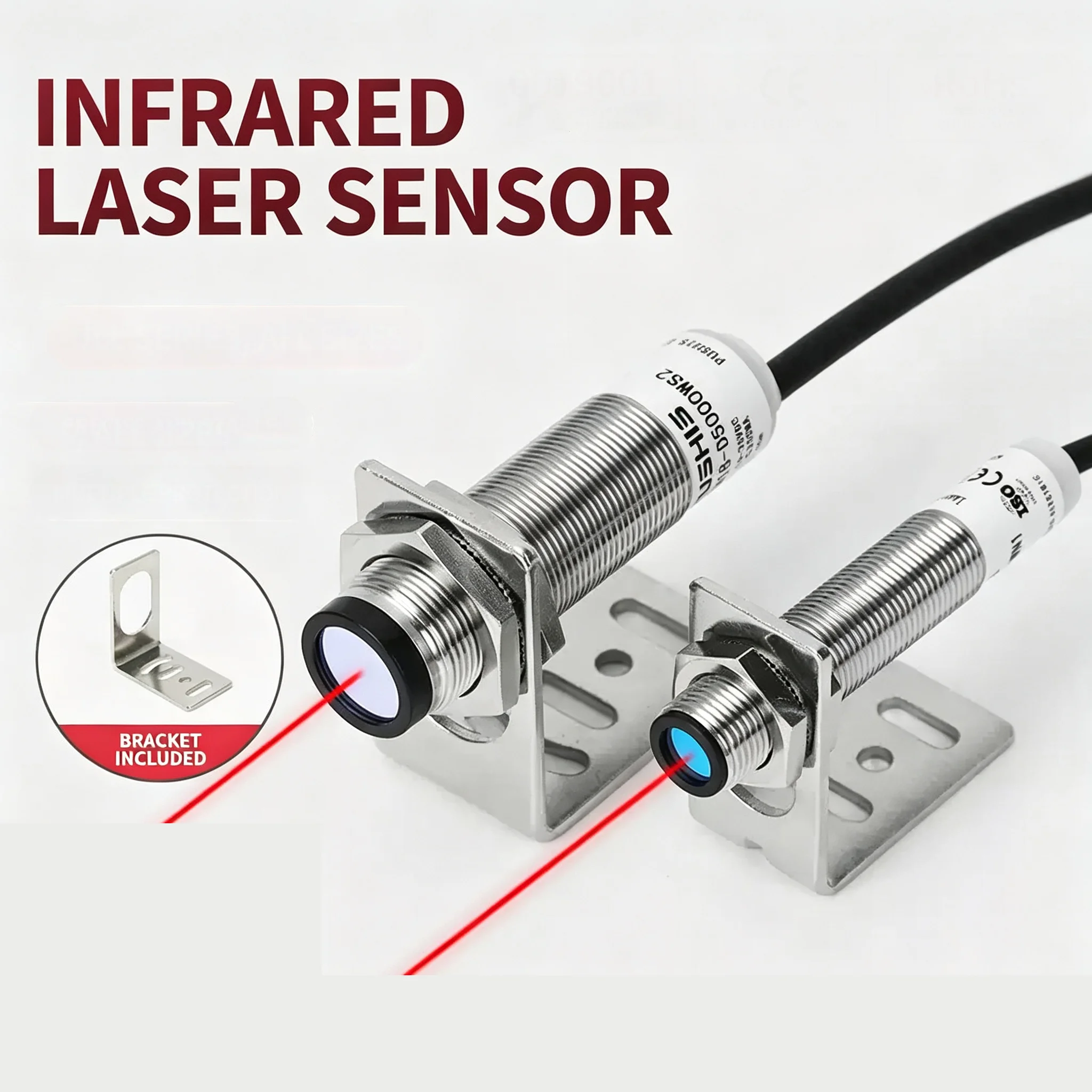 30cm Diffuse Reflection Infrared Visible Material Opague Optoelectric Switch M12 Waterproof Laser Sensor Photoelectric Switch