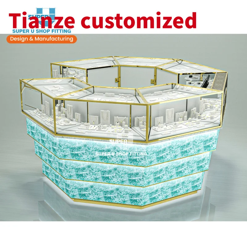 (Customized) trendy jewelry store counter design jewellery shop display furniture lockable glass jewelry kisks showcase mall