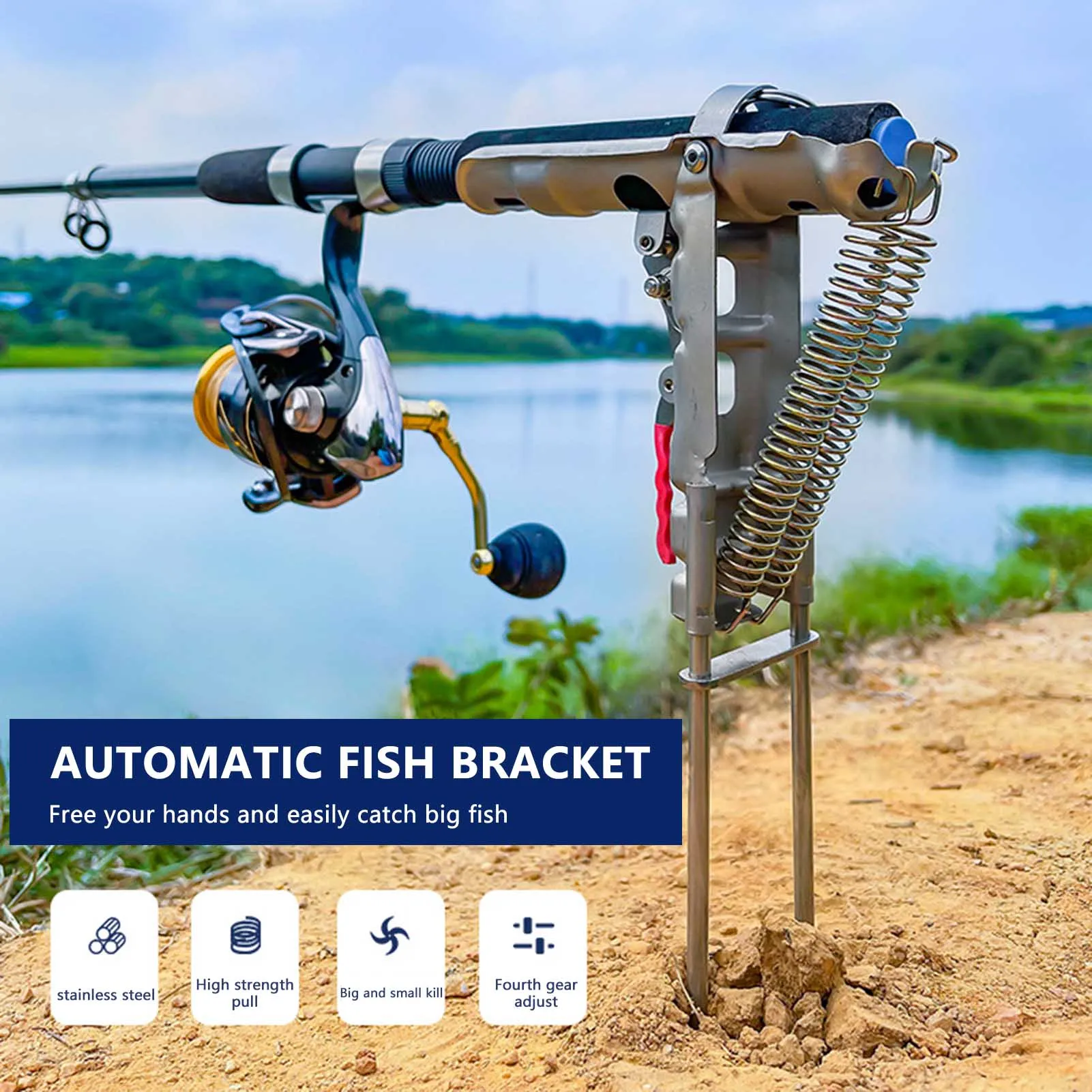 

New Hot Stainless Steel Fishing Rod Stand High Sensitivity Durable Ground Support Brackets Suitable for All Types of Fishing