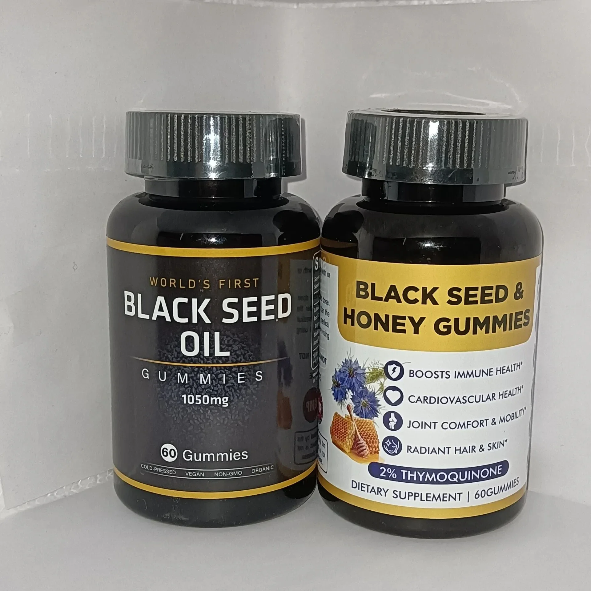 

2 bottles of black seed oil gummies+black seed oil honey gummies to improve sleep quality and relieve fatigue as a health food