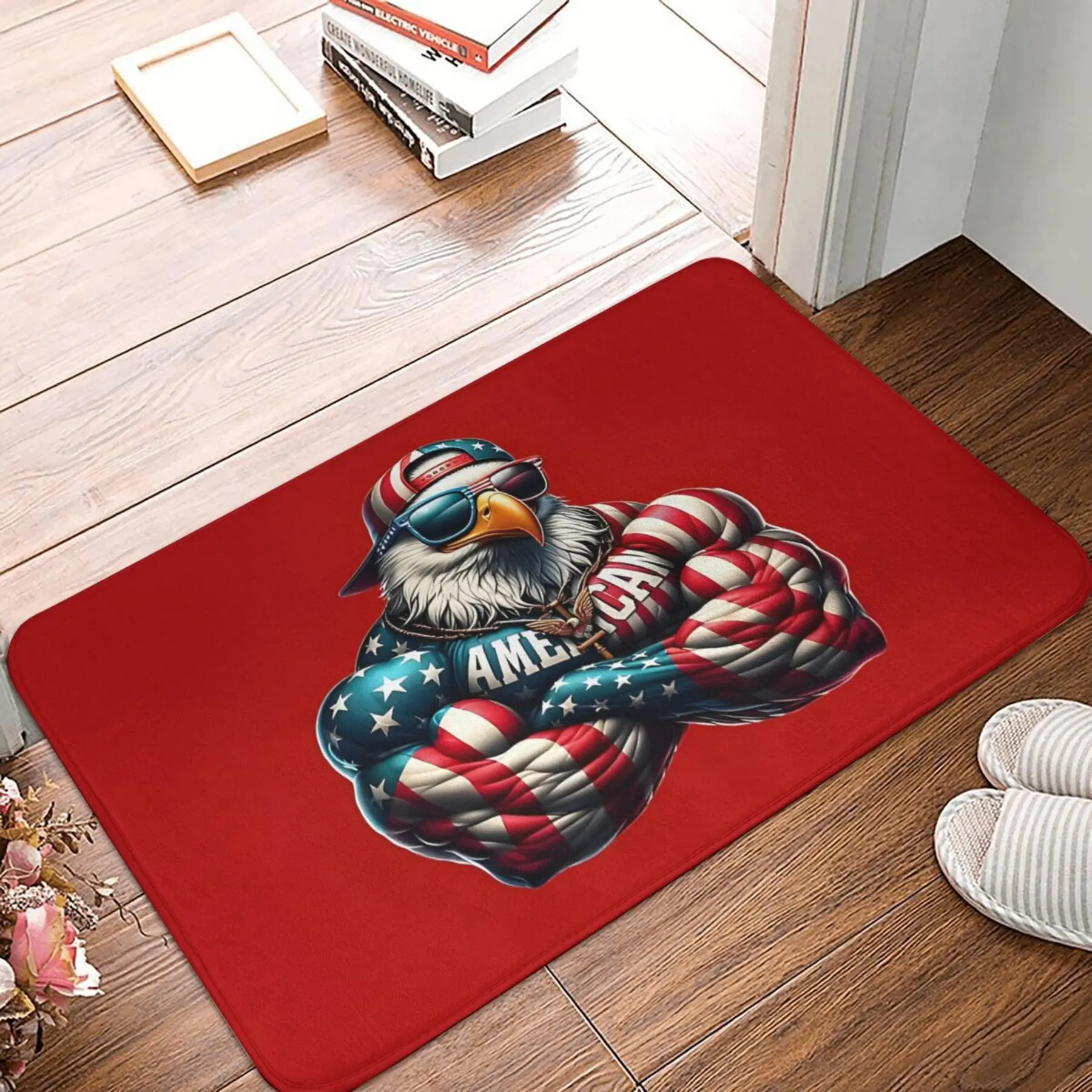Patriotic American Flag Doormat Welcome Mat Entrance Rug Floor Mat for Porch Home USA Decor Unique Mascot Mat