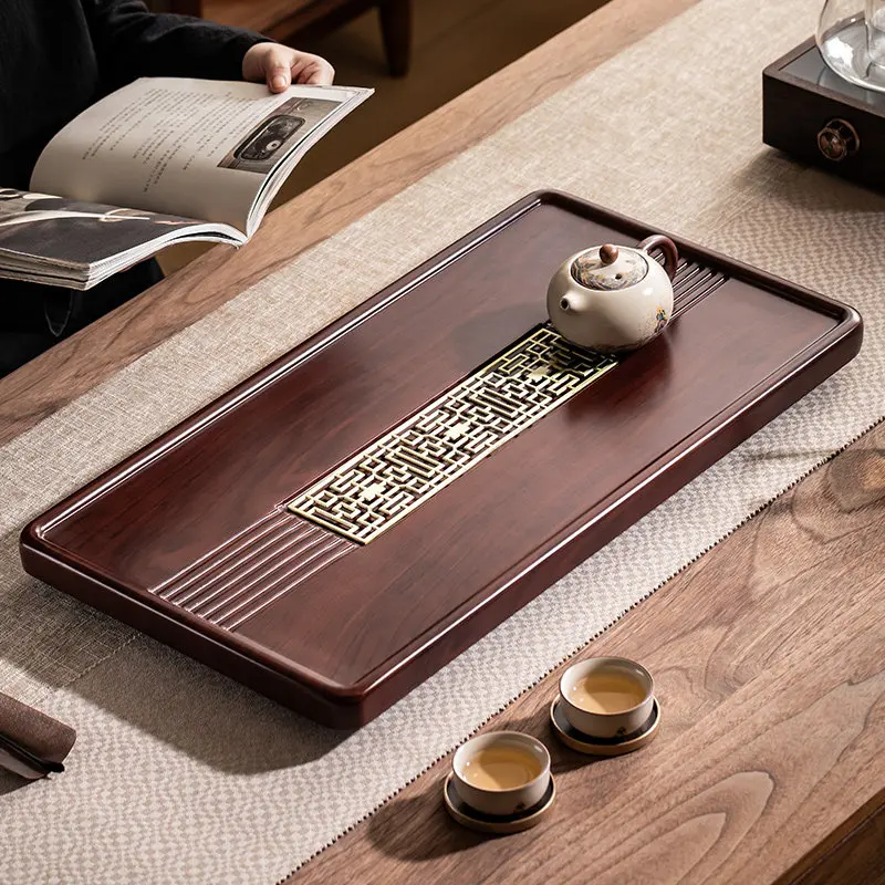 Wooden Rectangular Tea Tray Shapes Luxury Modern Tea Tray Home Serving Drainage Small bandeija imperial antiga Rectangular Tray