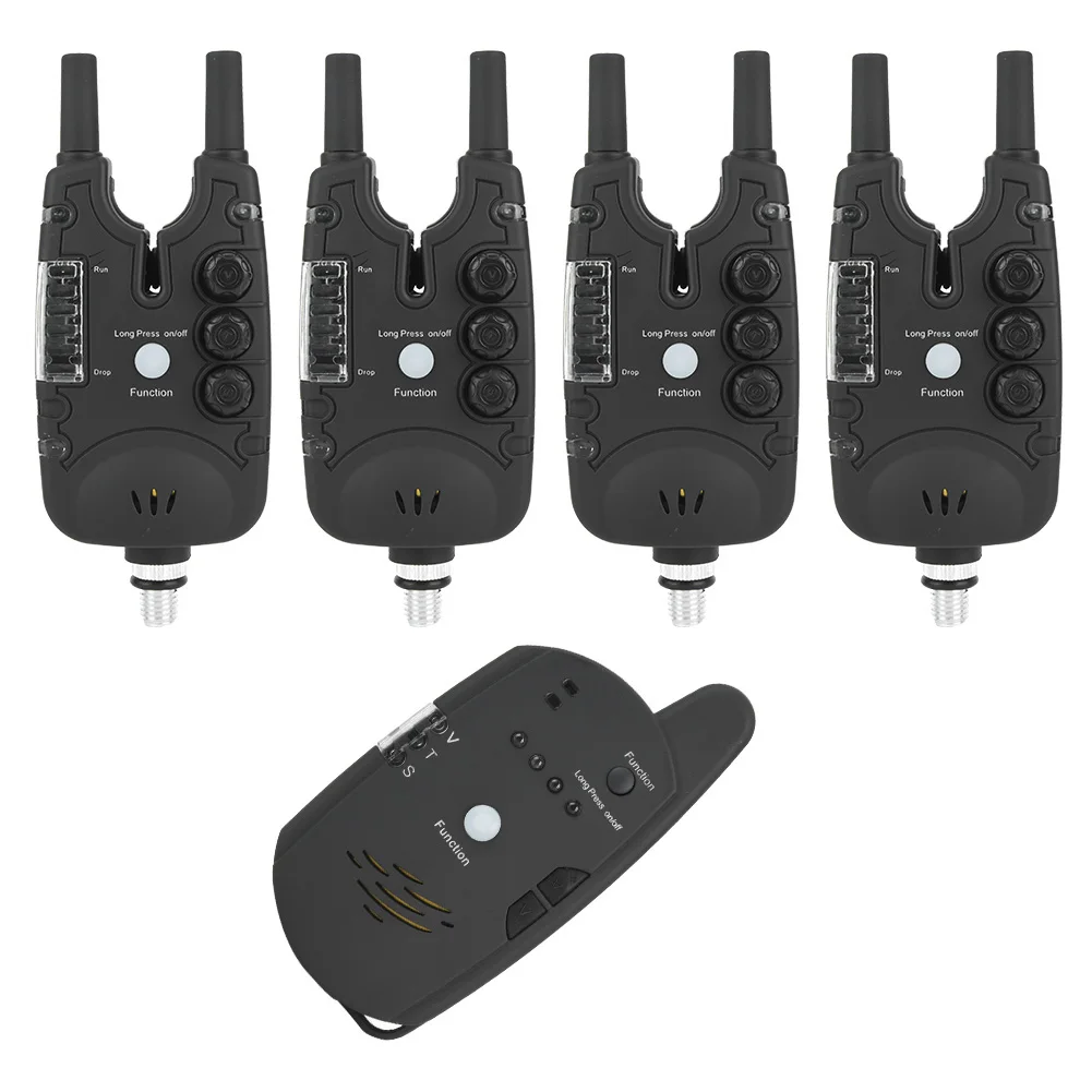 

4 Launcher + 1 Receiver ABS LED Fishing Electronic Fish Bite Alarm Finder Sound Alert Indicator Accessory