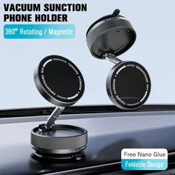 360° Rotating Vacuum Magnetic Suction Cup Phone Mount Foldable Magnetic Car Phone Holder for Car Gym Mirror Bath Phone Bracket