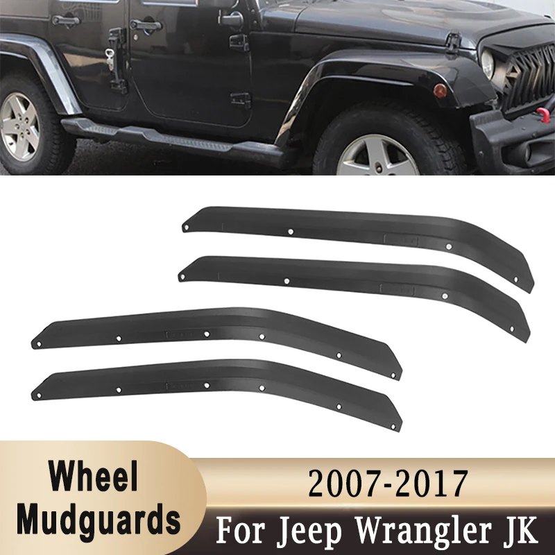 

4Pcs Car Wheel Mudguards Flares Extension Eyebrow Widened Fender Splash Protective Guards for Jeep Wrangler JK 2007-2017