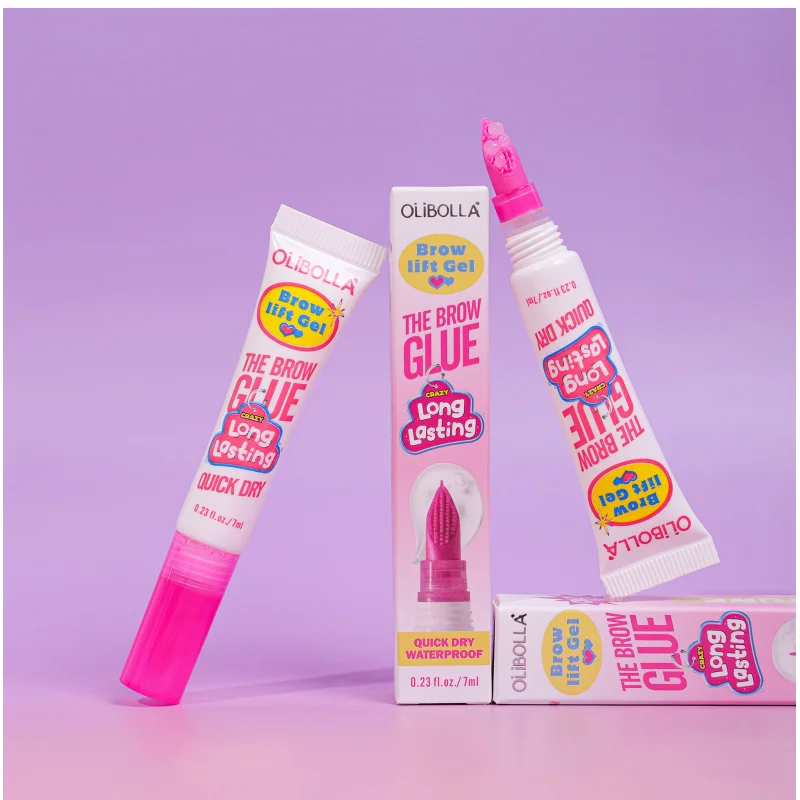Gel de sobrancelha transparente com pente de estilo embutido cria sobrancelhas penas naturais de aparência 3D à prova d'água e à prova de manchas, retenção de longa duração