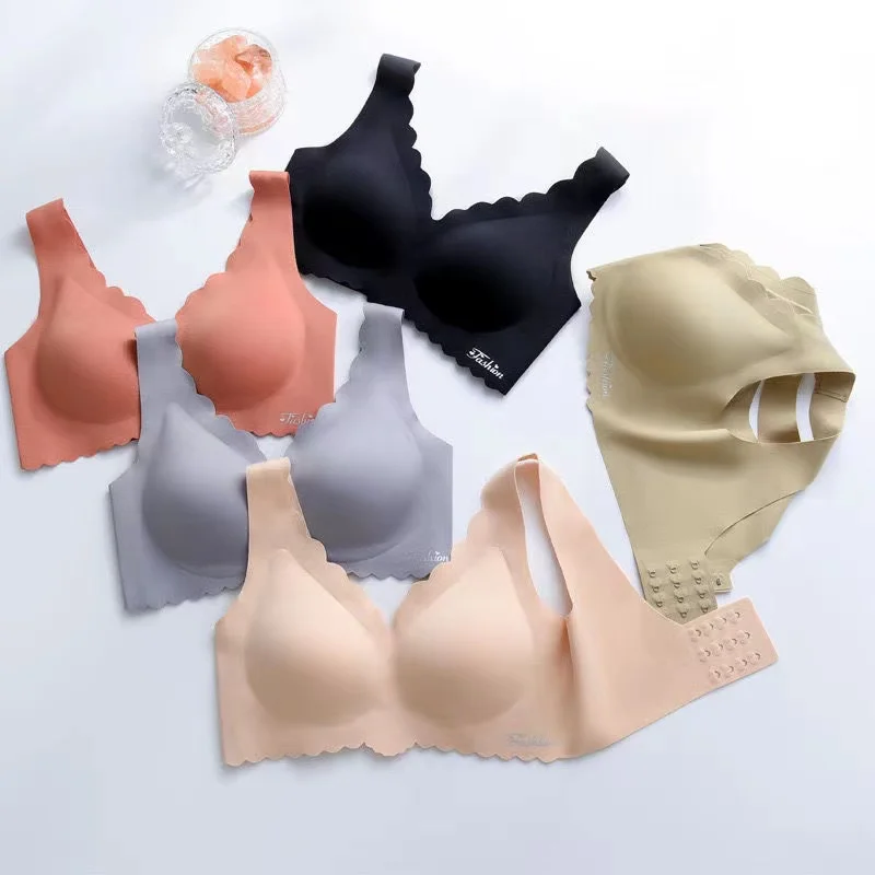 Soutien-gorge fin sans couture pour femmes, sous-vêtements confortables pour éviter l'affaissement des seins sans anneau en acier, couleur unie