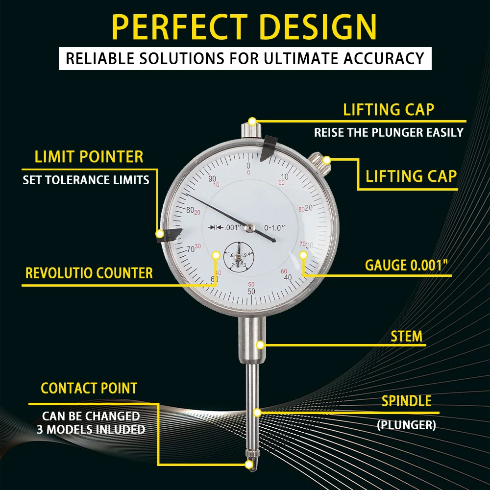 スリーブ高さ＆カウンターボアゲージ 全ディーゼルエンジン用 ボアゲージ範囲 0-1.00インチ 目盛り 0.001インチ 読み取り 0-100 6434