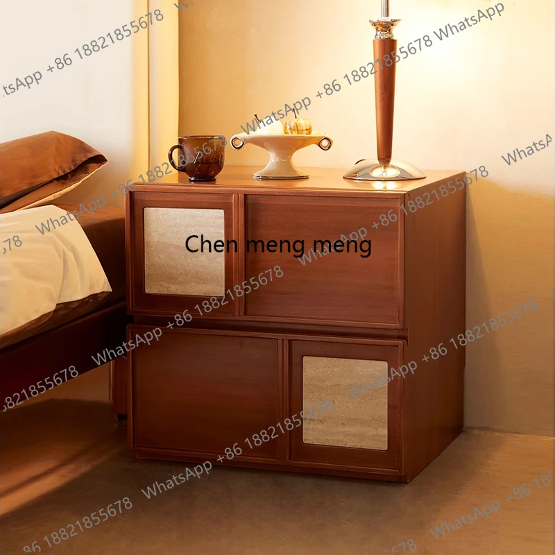 

Italiya Wooden Nightstands Unique Dark Brown Solid Wood Bedsides Table Storage Modern Minimalist Mesitas De Noche Home Furniture