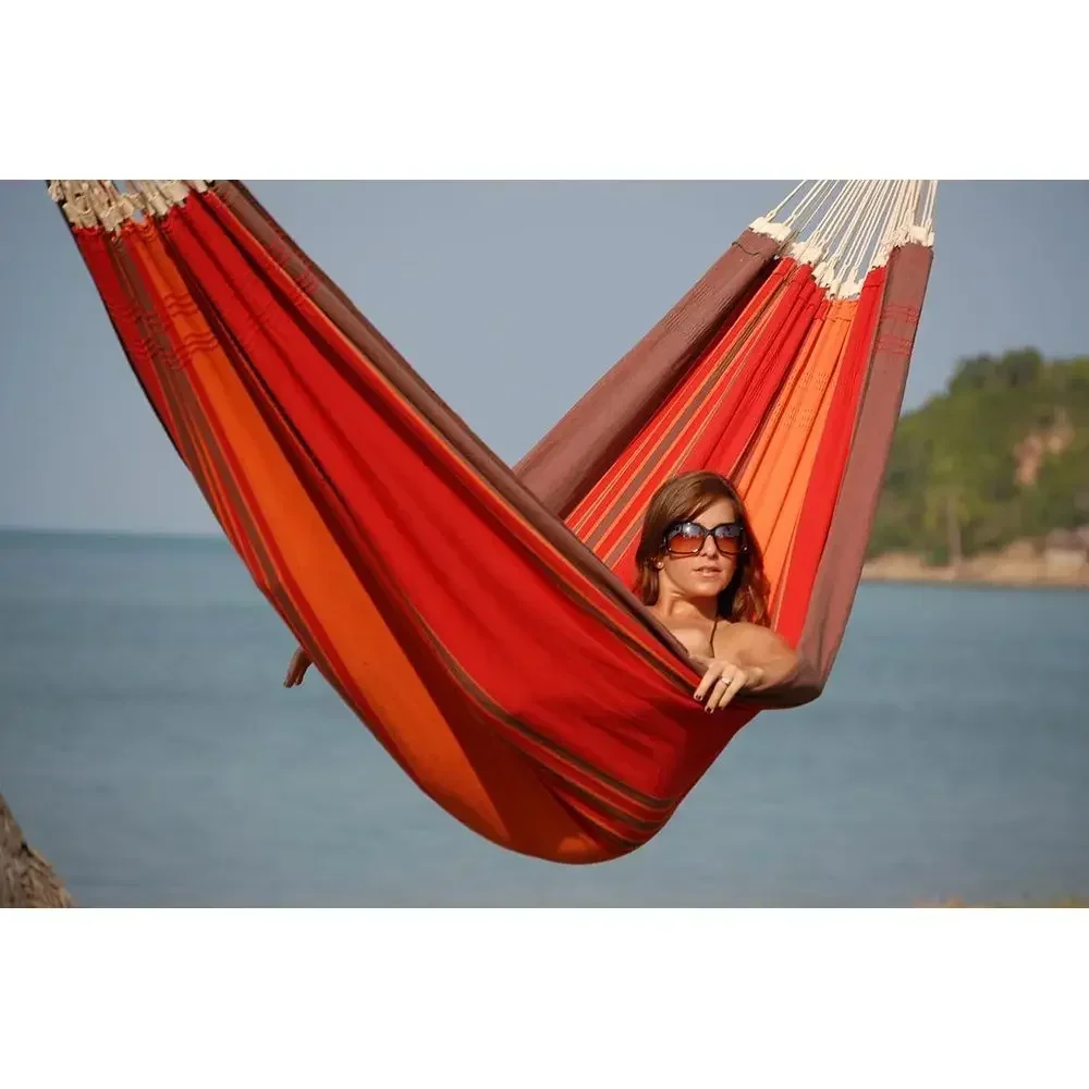 Authentic Brazilian Hammock, Terra Cotta, Recycled Cotton/Polyester, Double, 142 x 68, Supports Up to 400lbs