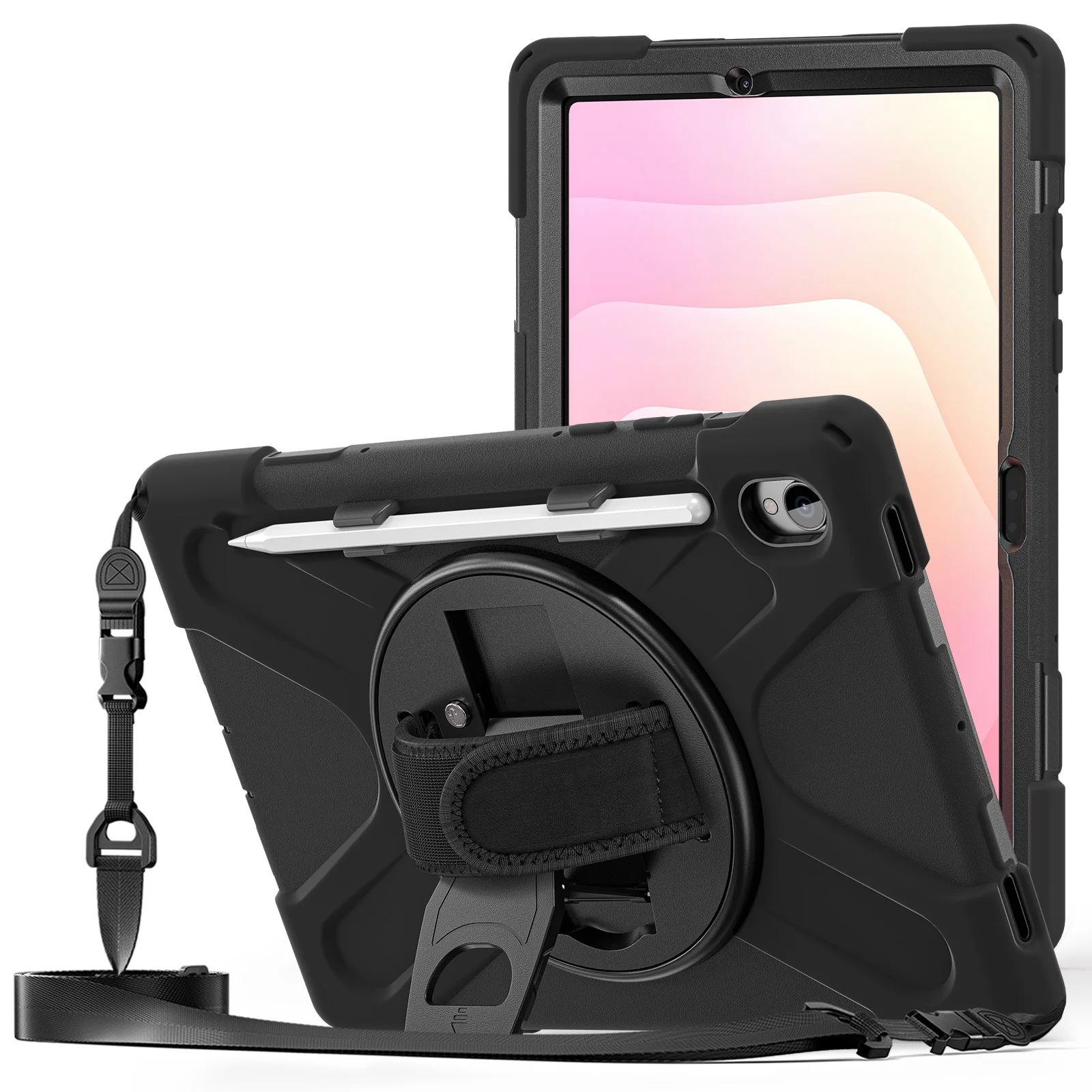 Armored Shockproof Stand Case For Samsung Galaxy Tab S11 SM-X730/ X736/ X736B With Shoulder Strap Palm Band