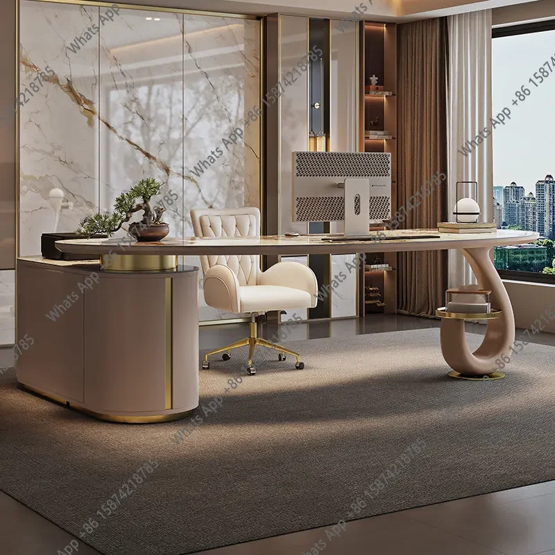 H Light Luxury Rock Slab Corner Desk High-end Sense Modern Simple Study Boss Office Computer Desk High-end Home