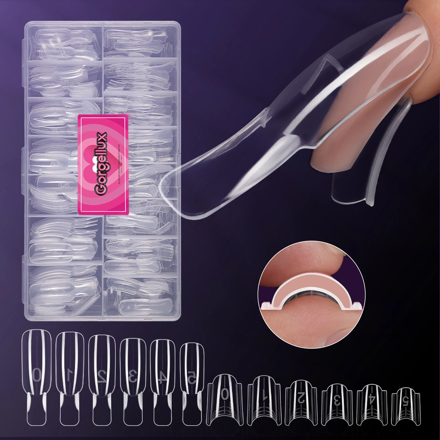 Gorgellux 120/240pcs Short Sandwich Nail Forms Dual System Forms for French Nails Professional Salon Quality Reusable Manicure