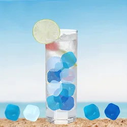 24 Reusable Ice Cubes Blue White Plastic Refrigeration Cubes Freezeable and Washable Ice Cubes Kitchen Gadgets Ice Cube Mold