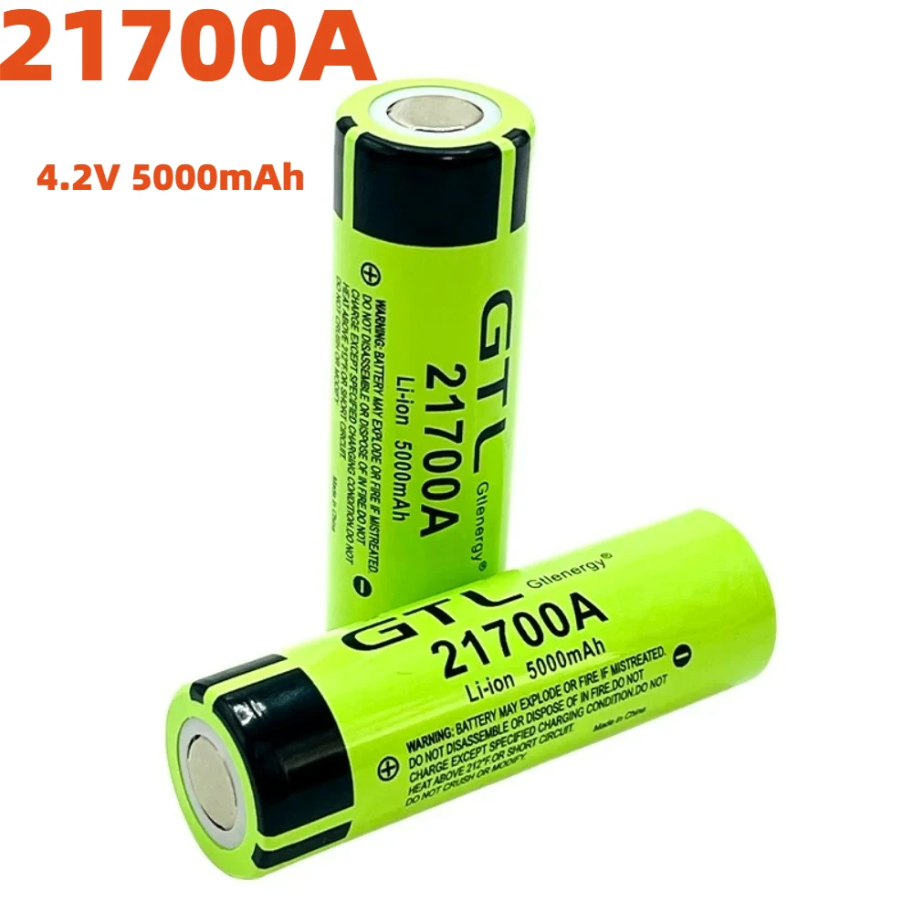 21700A Type 21700 5000mAh 3.7V 15A 3C Li-Ion Rechargeable Cell Unprotected Flat Top For Flashlight Power Tool E-Bike DIY Pack
